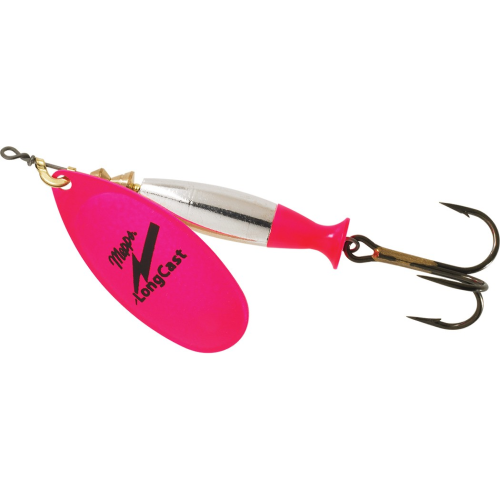 Mepps Glo Series Longcast Lure - Silver Body/Pink Fin/Hot Pink Blade 5