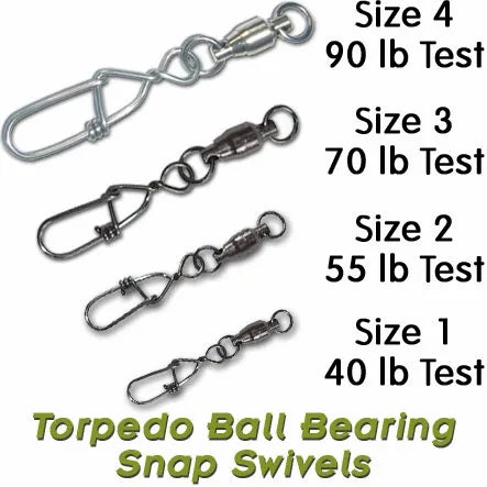 Torpedo Ball Bearing Snap Swivels Size 2 55 lb